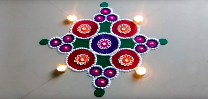 Reorganize every thing that you will need to make your Rangoli