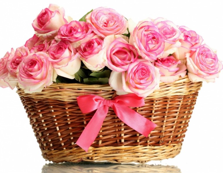 Basket of Lovely Pink Flowers