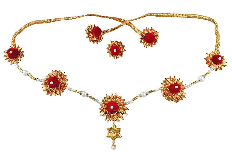 Gold Plated Gota Patti floral jewelry