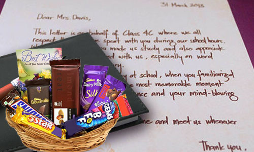 Chocolate pack along with a handwritten letter