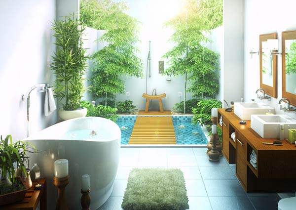 Deck Bathroom with Plants