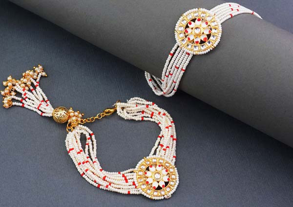 Pearl Rakhi Set for Bhaiya Bhabhi