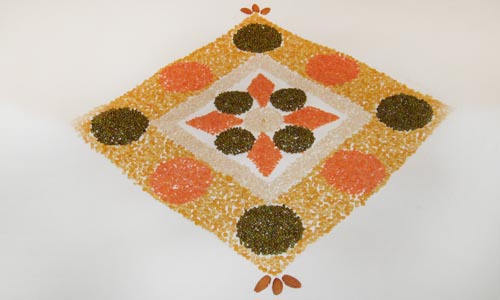 Rangoli with grains