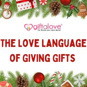 Christmas border with snowman, pine, candy canes surrounding "The Love Language of Giving Gifts