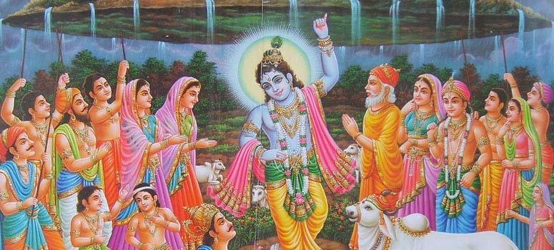 Krishna and Goverdhan Mountain